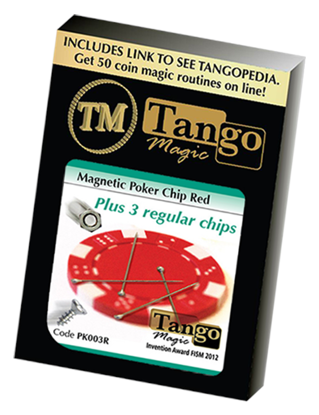 Magnetic Poker Chip Red  plus 3 regular chips (PK003R) by Tango Magic - Trick